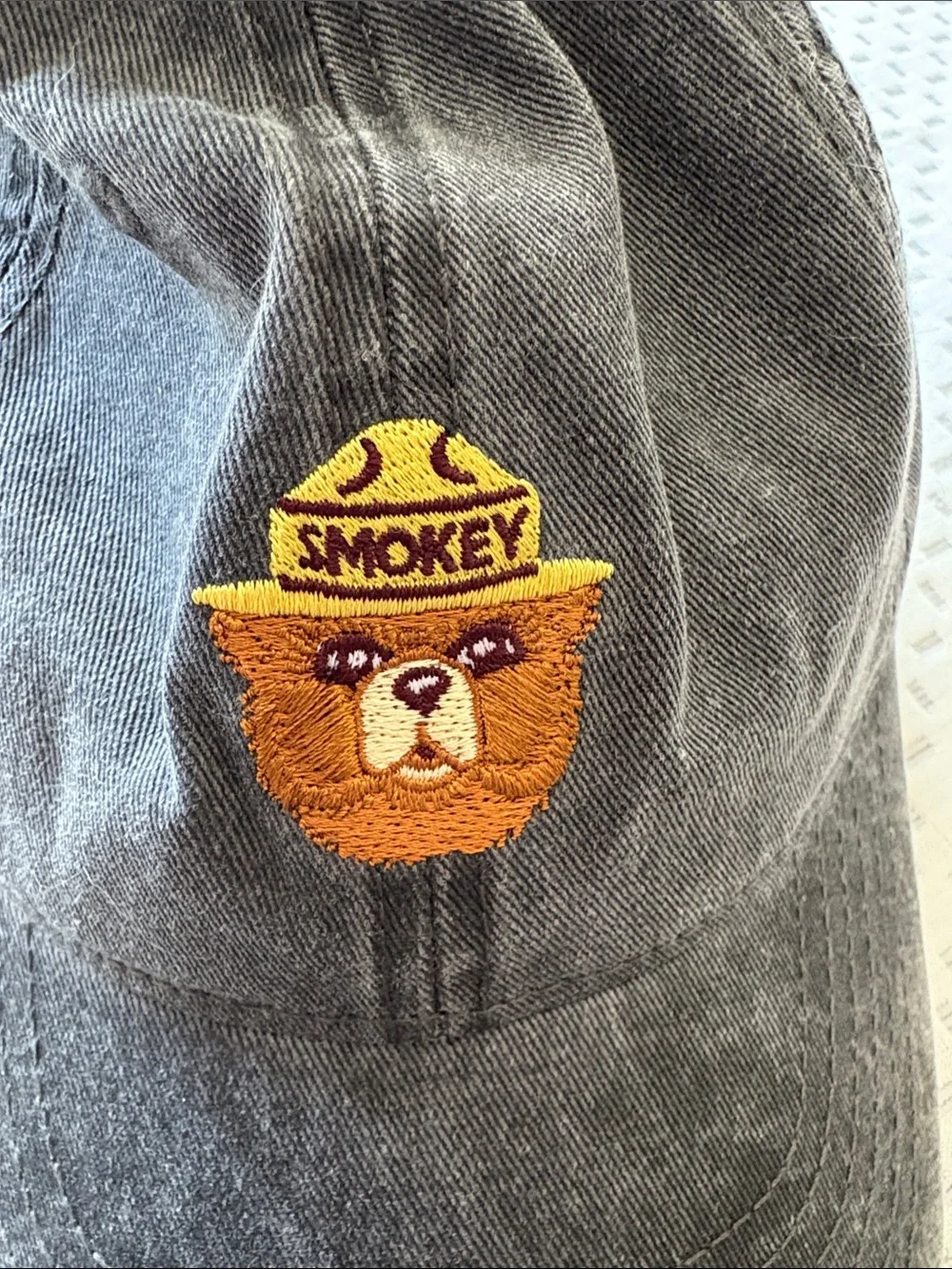 Smokey Bear Embroidered Charcoal Baseball Cap